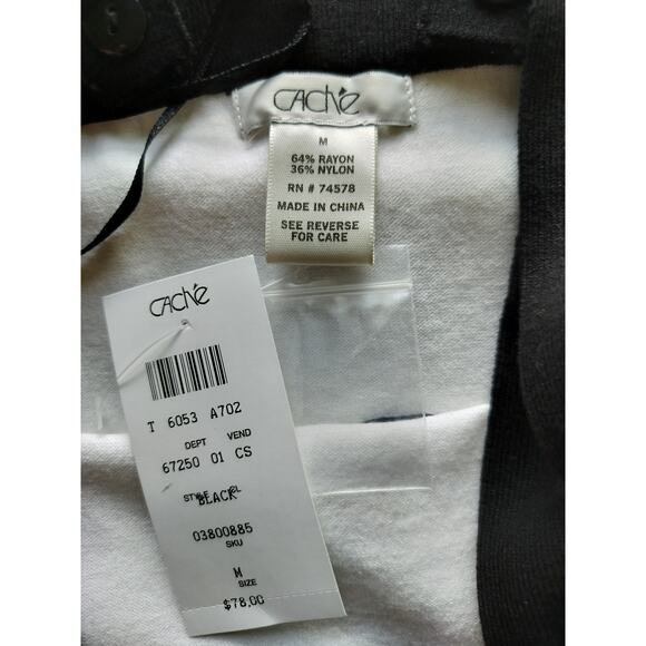 New Cache Women's Black White Y2K Knit Colorblock Tube Tank Top Size M - Picture 8 of 8